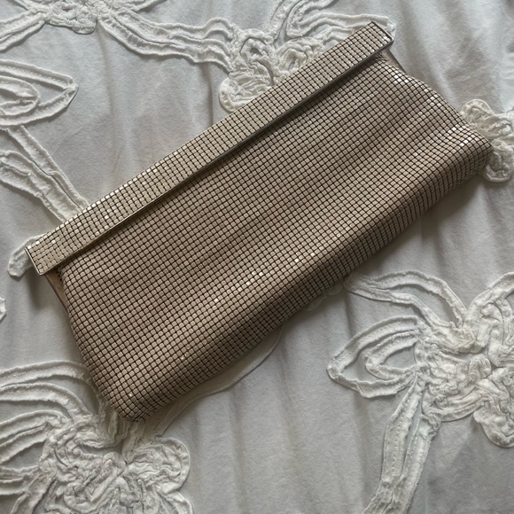 Vintage chainmail clutch cream 70s Glomesh or whiting & davis style - Picture 1 of 8